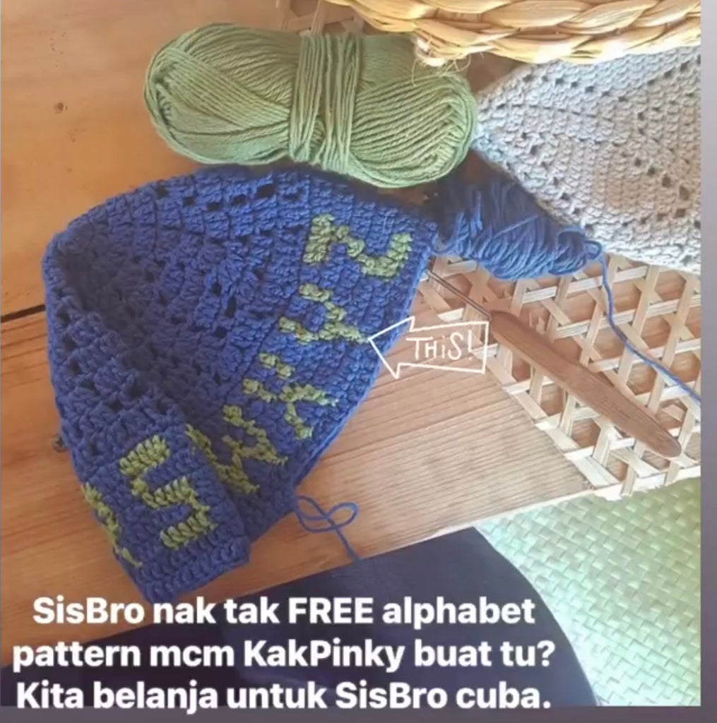 FREE crochet Alphabet chart untuk Kopiah crochet bernama.