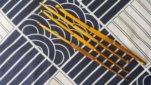 Budget Gold Double-point Crochet Hook - Pinkyfrogshop: Yarn Shop - JOHOR Malaysia